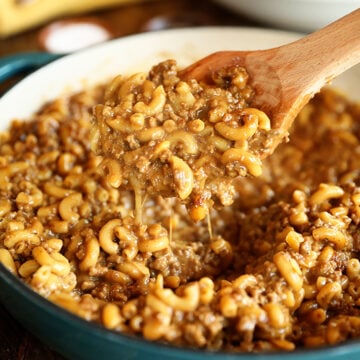 Scoop of Homemade Hamburger Helper.