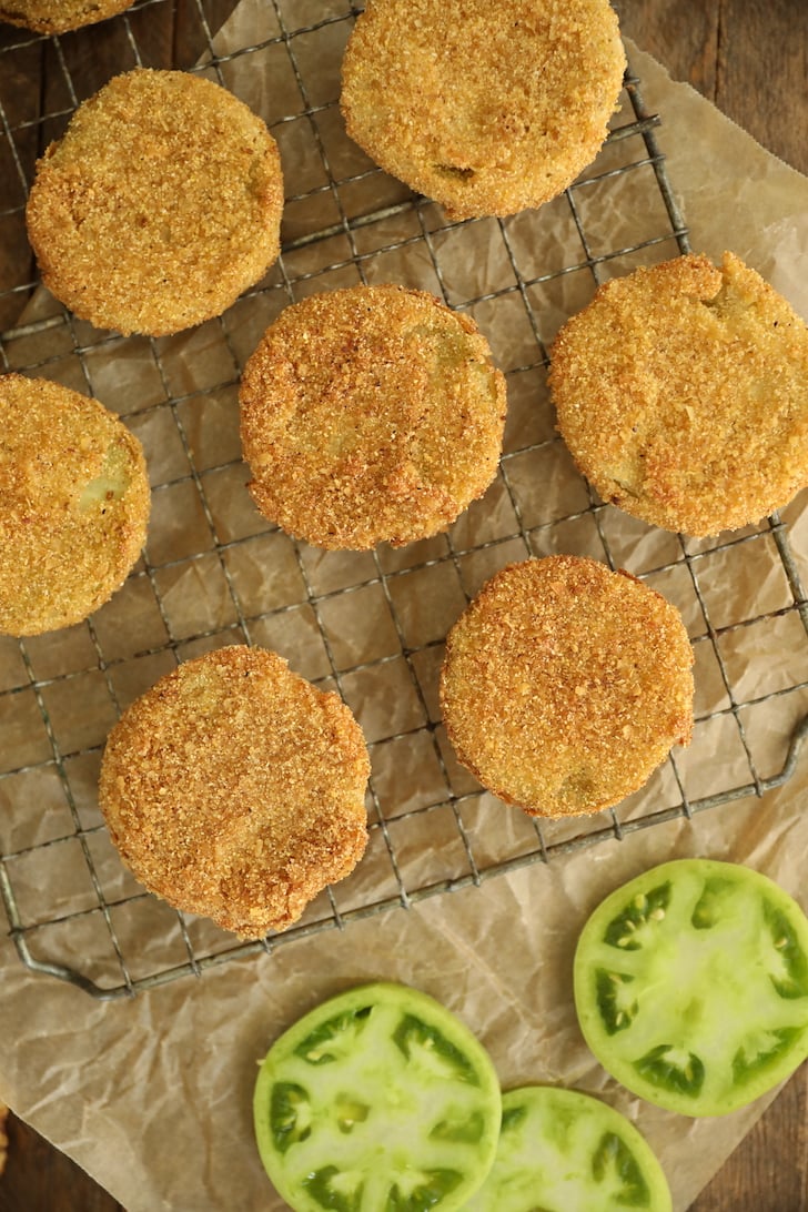 fried green tomatoes on cooling wrack