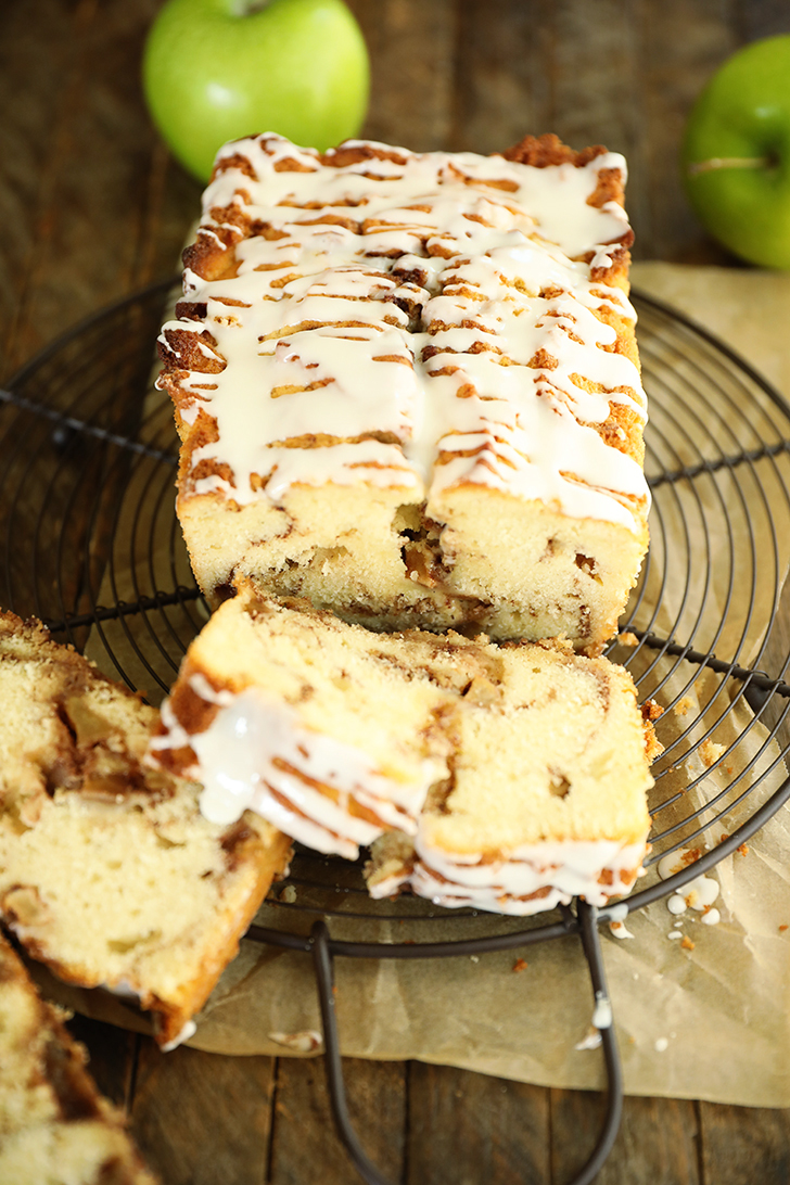 Apple Fritter Bread on cooling rack.