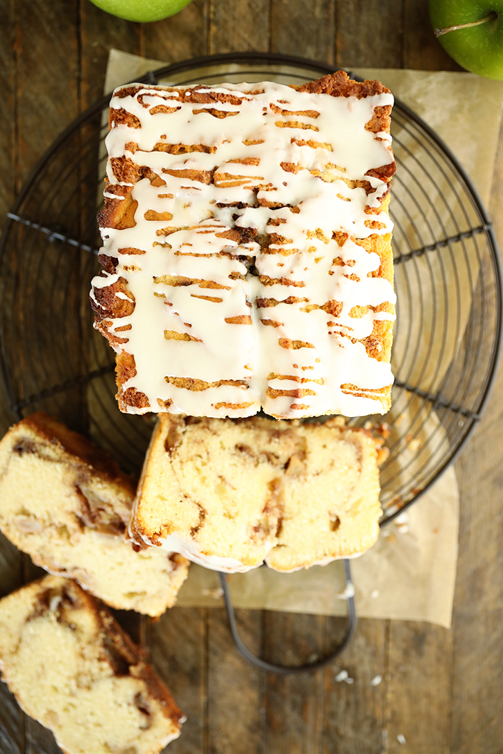 Apple Fritter bread on cooling rack. 