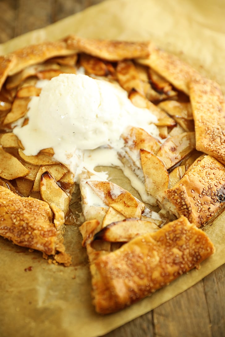 Sliced Apple Galette with ice cream.