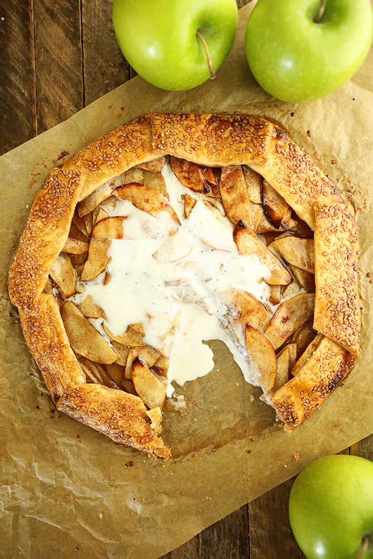 Easy Apple Galette with melted ice cream.