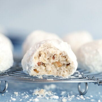 Inside view of Pecan Snowball Cookie.