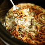 Spoonful of Slow Cooker Ultimate Green Bean Casserole.