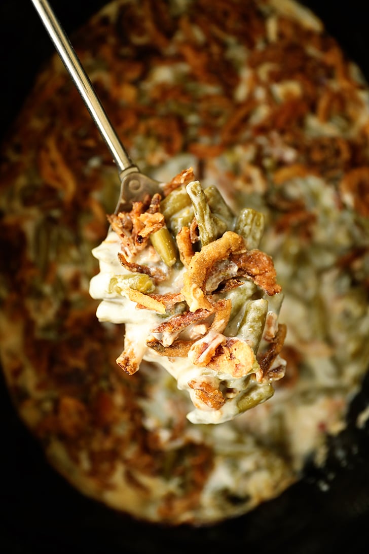 Spoonful of Slow Cooker Ultimate Green Bean Casserole.
