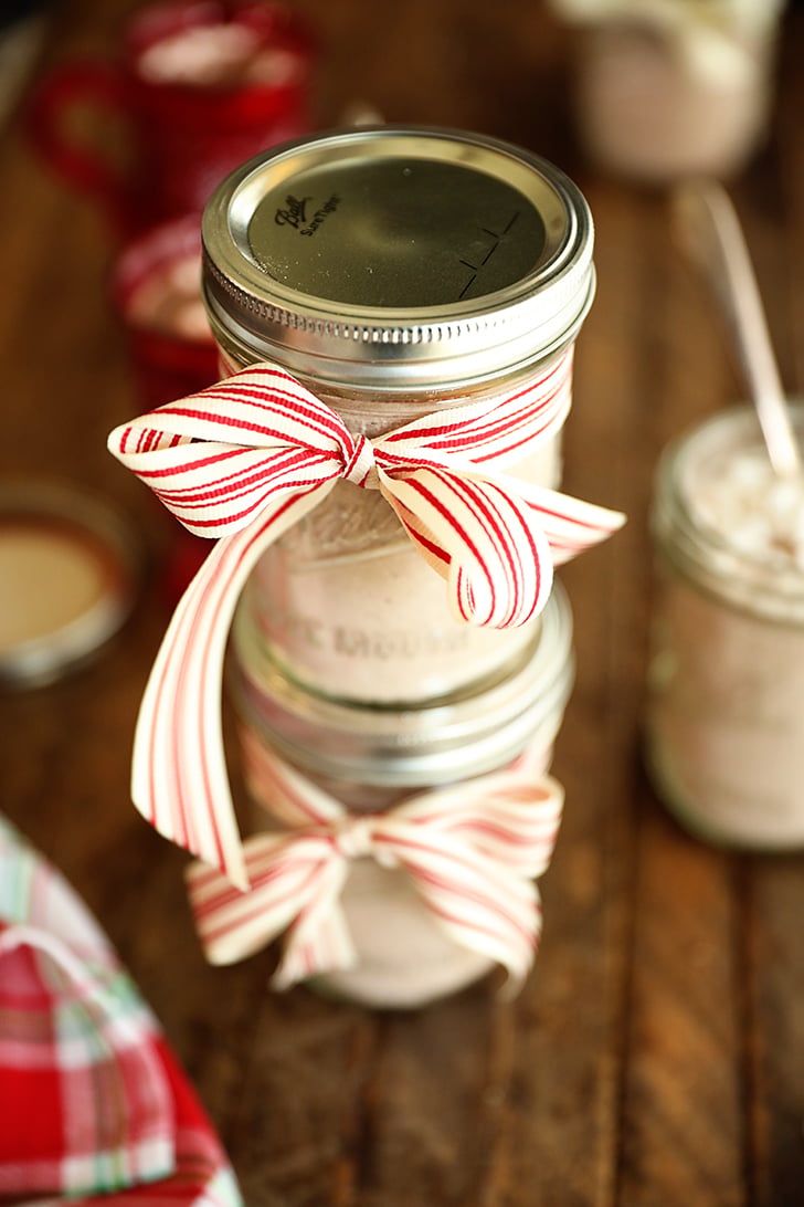 Homemade Hot Chocolate Mix in jars.
