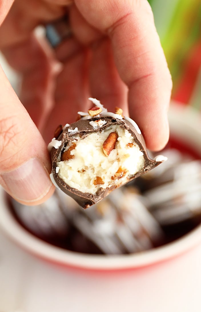 Close up view of inside of Martha Washington Candy.