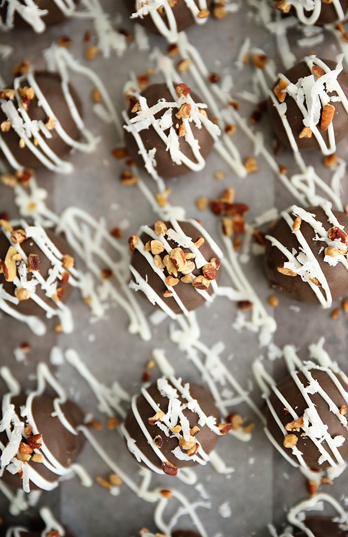 Overhead view of Martha Washington Candy on wax paper.