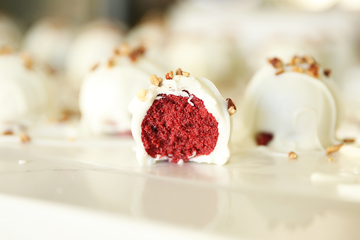 Inside view of Red Velvet Cake Truffle.