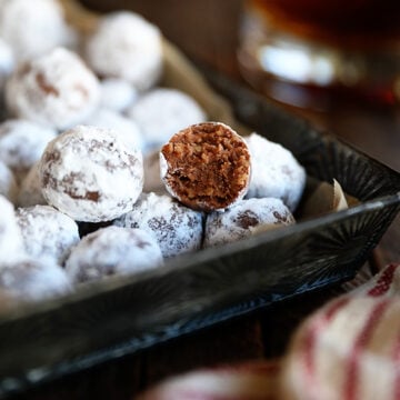 Close up of interior of a Bourbon Ball.