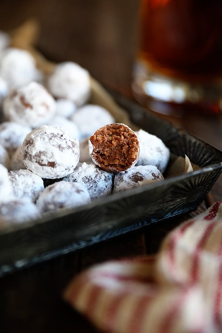 Close up of interior of a Bourbon Ball.