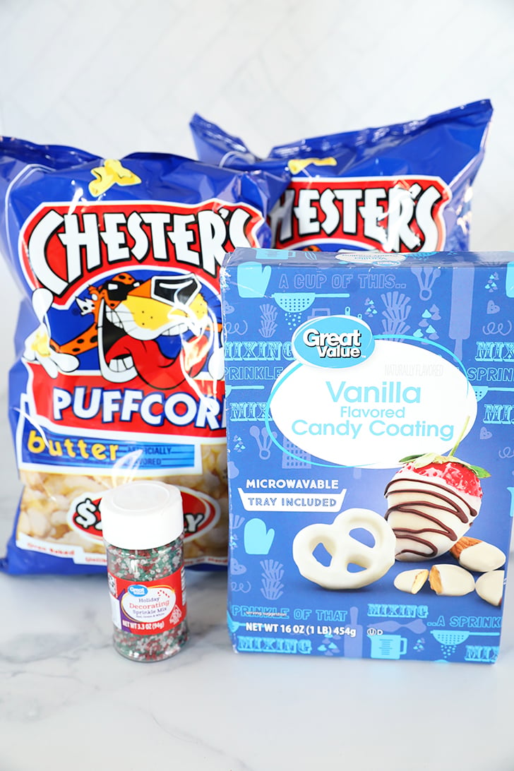 Ingredients needed to make Candied Puff Corn.