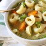 30-Minute Cheese Tortellini Soup in a bowl.
