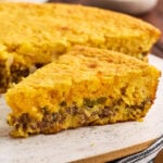 Close-up view of Mexican Cornbread.