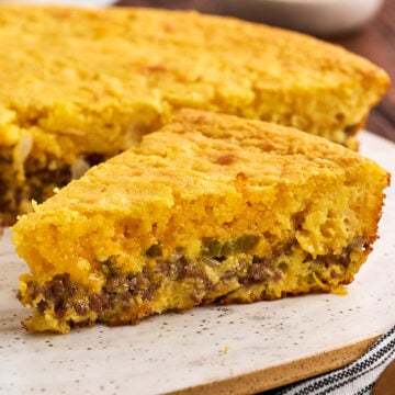 Close-up view of Mexican Cornbread.