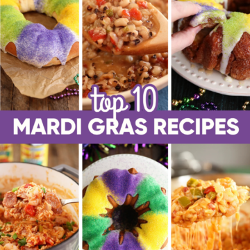 Top 10 Mardi Gras Recipes Image for Pinterest.