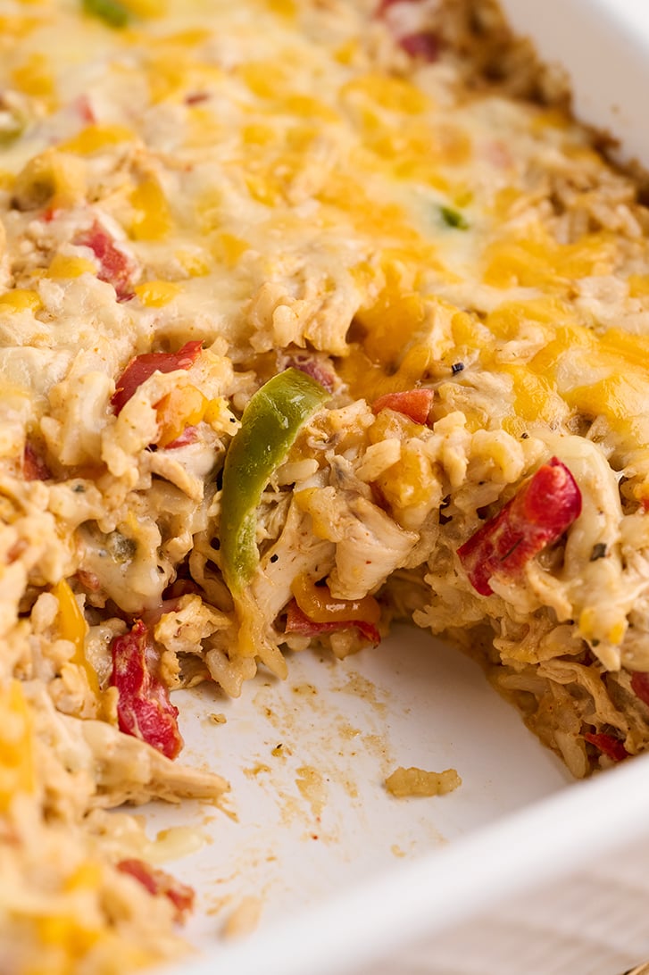 Chicken Fajita Casserole with serving missing.