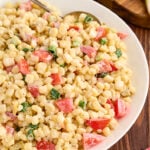 Easy Corn Salad in a white bowl.