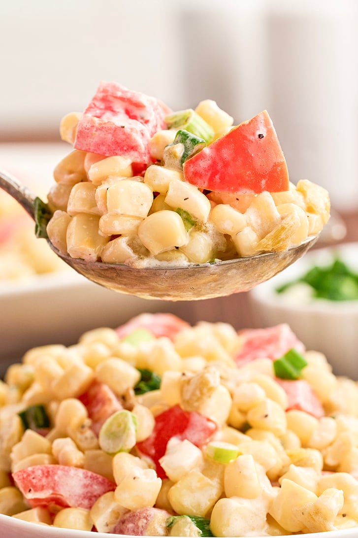 Scoop of Easy Corn Salad.