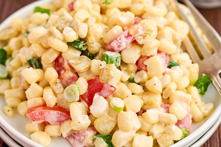 Close-up overhead view of Easy Corn Salad.