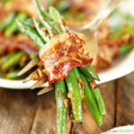 Green Bean Bundle on fork.
