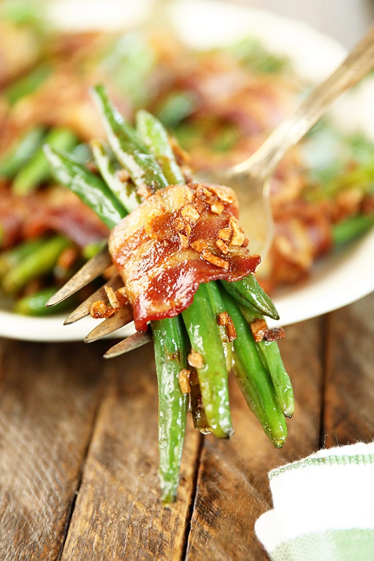Green Bean Bundle on fork.