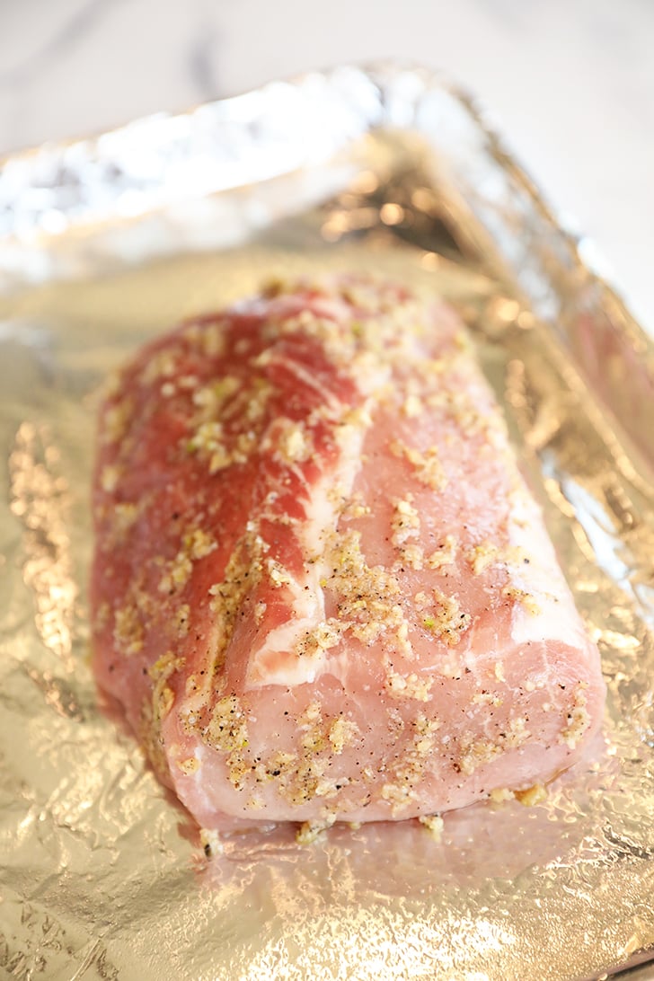 Pork loin roast with garlic paste.