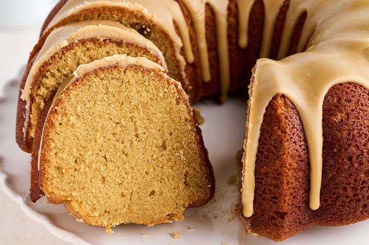 Sliced Caramel Pound Cake.