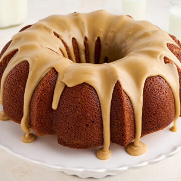 Whole Caramel Pound Cake with caramel icing.