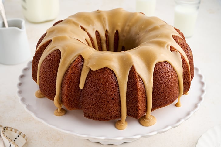 Whole Caramel Pound Cake with caramel icing.