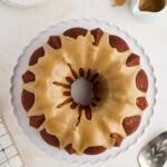 Overhead view of whole Caramel Pound Cake.