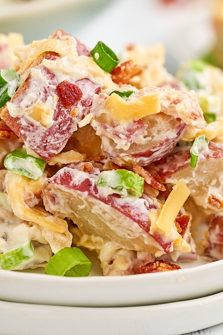 Close up of Loaded Baked Potato Salad.