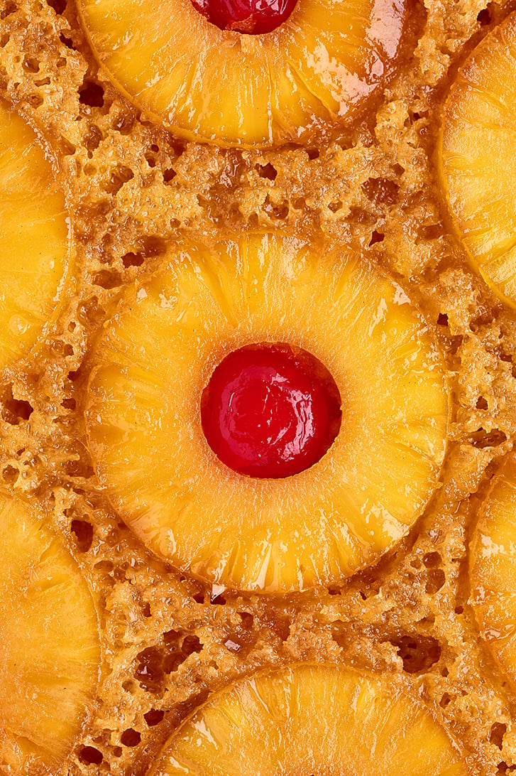 Close-up of Skillet Pineapple Upside-Down Cake.