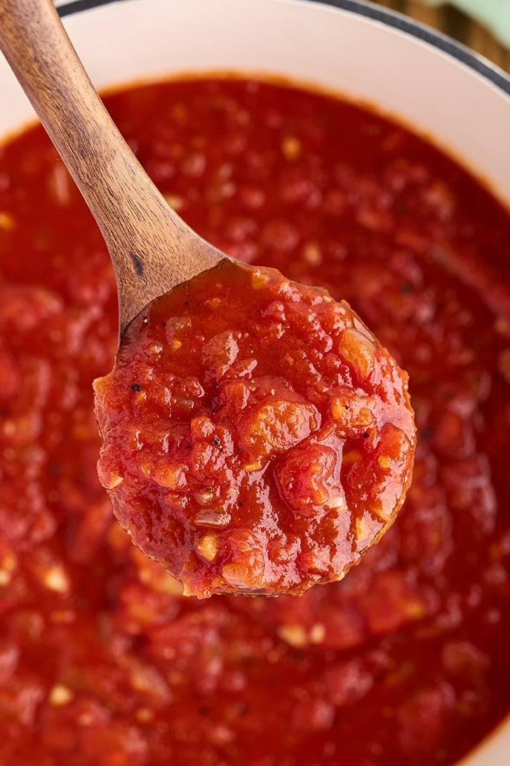 Spoonful of Homemade Marinara Sauce.