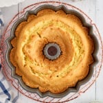 Whole Cream Cheese Pound Cake in pan.