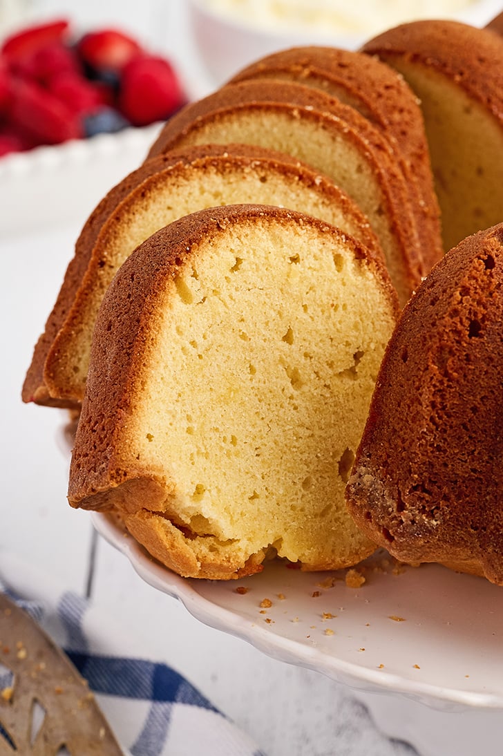 Sliced Cream Cheese Pound Cake.