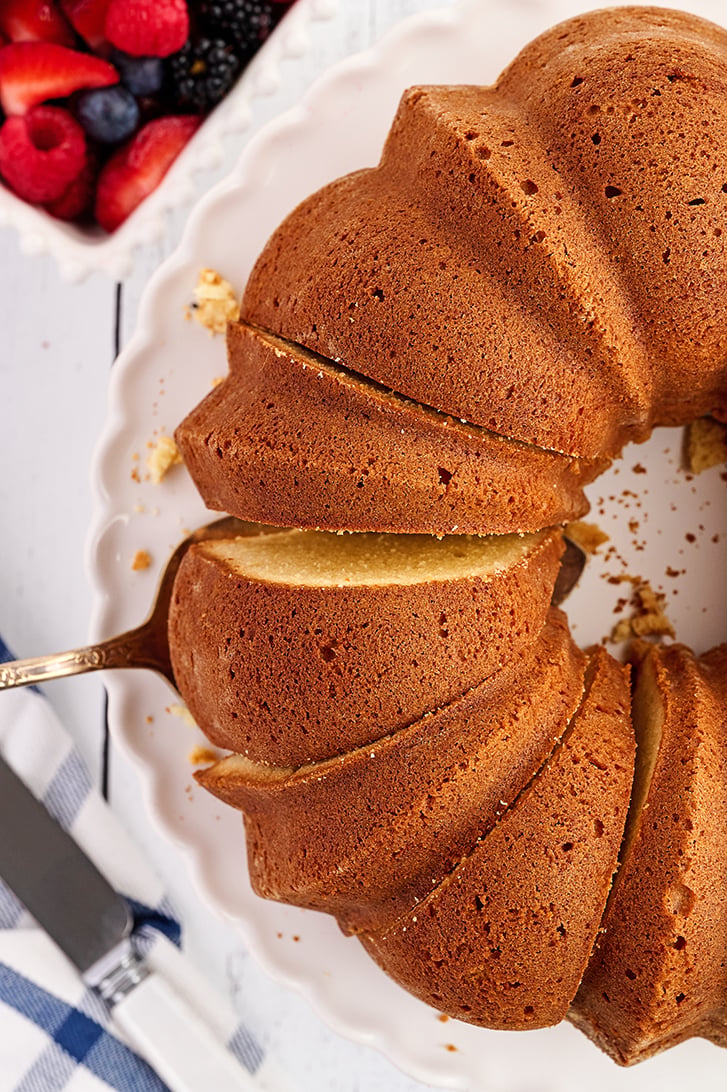 Sliced Cream Cheese Pound Cake.