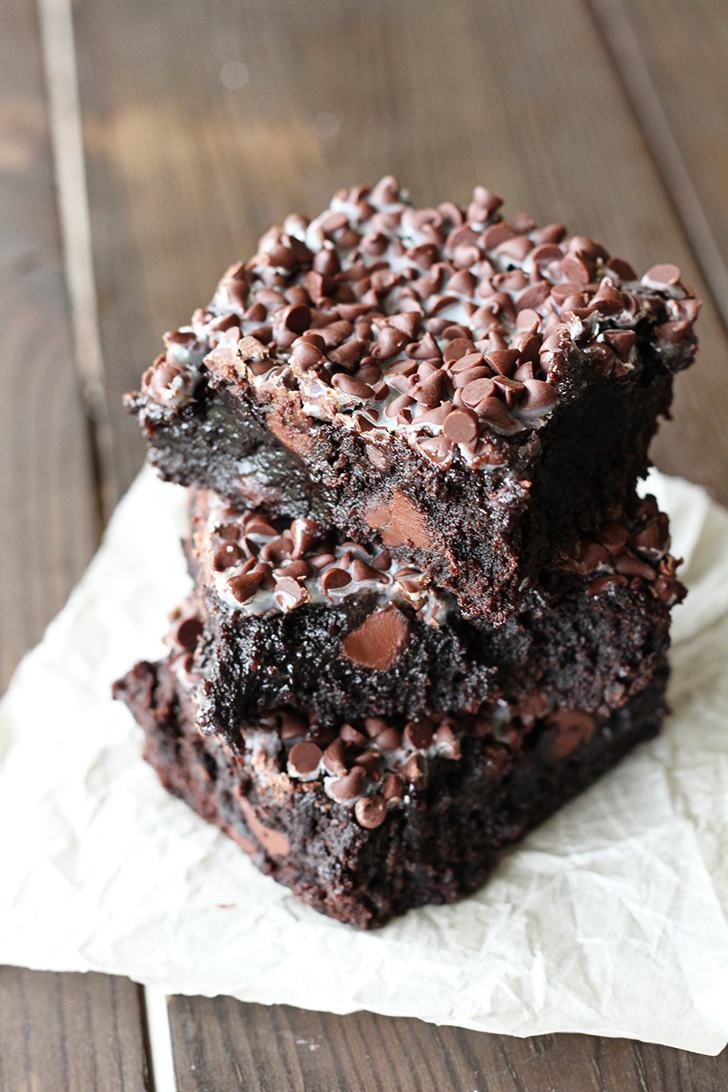 Stack of brownies.