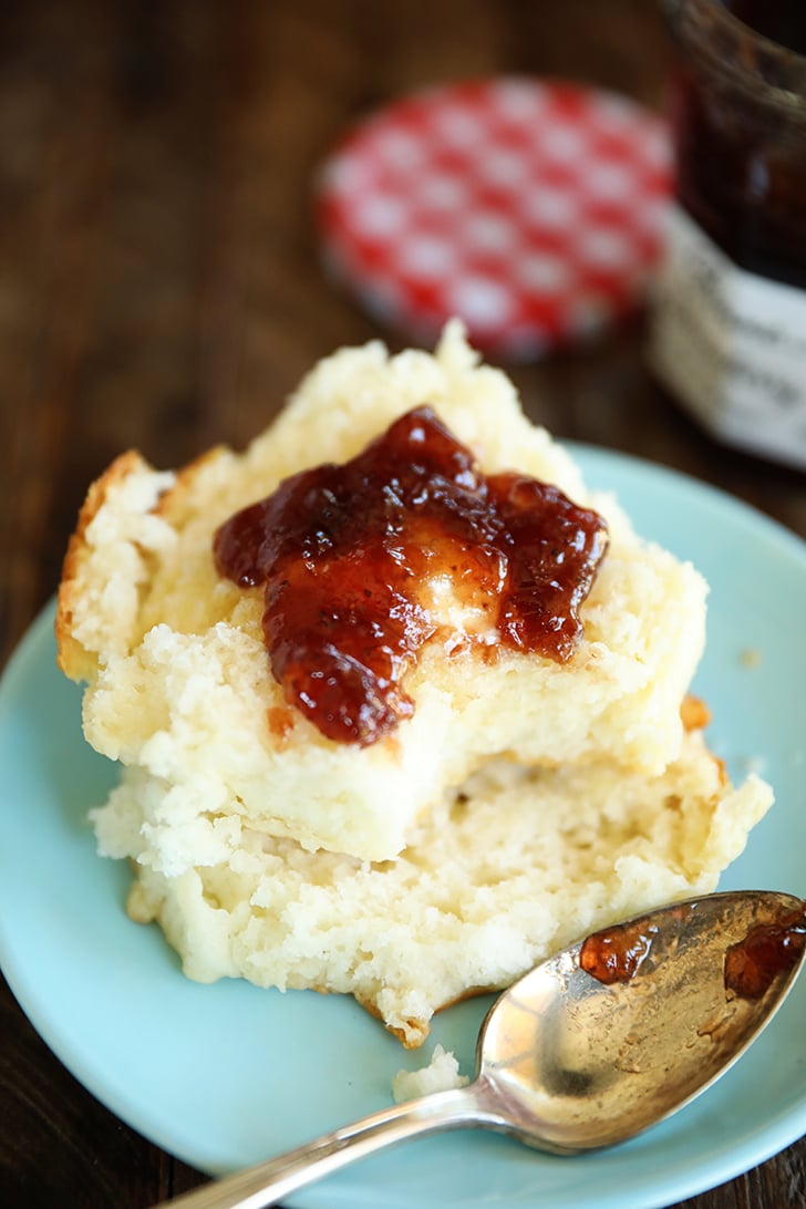 Biscuit with jam on it.