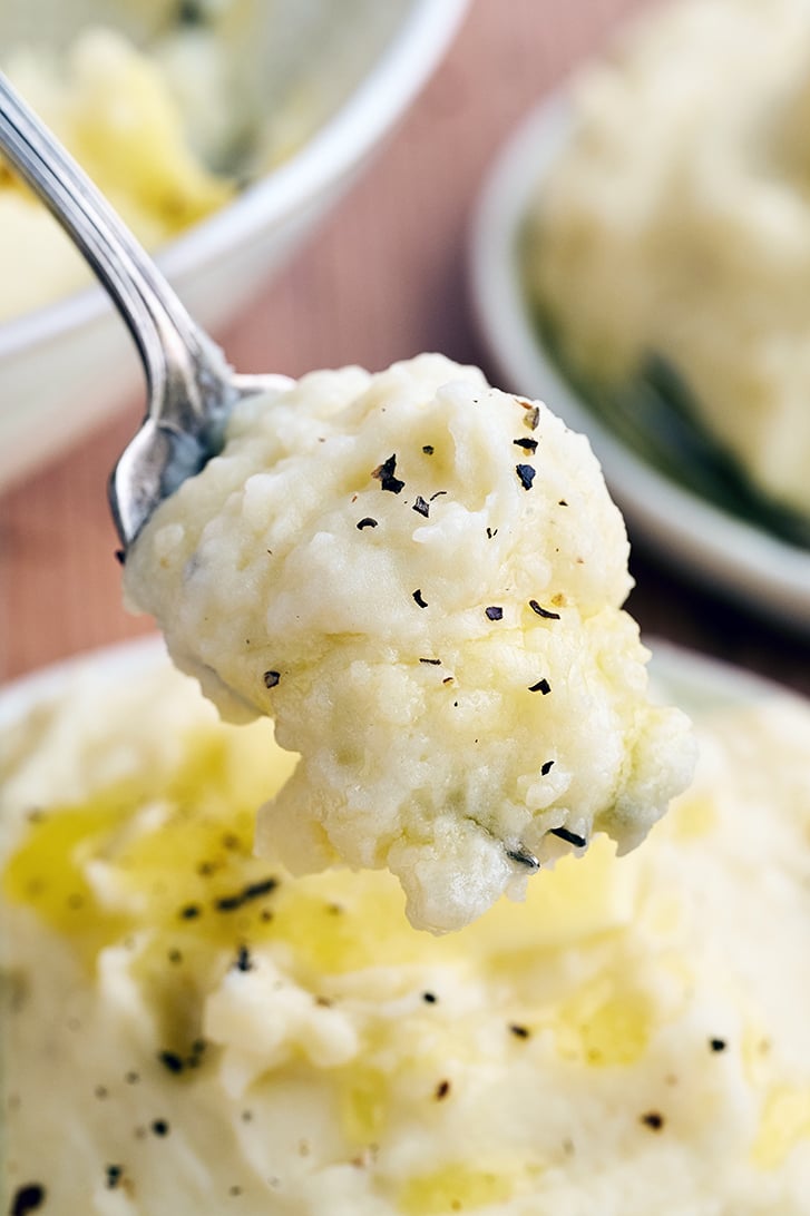 Cream Cheese Mashed Potatoes on fork.
