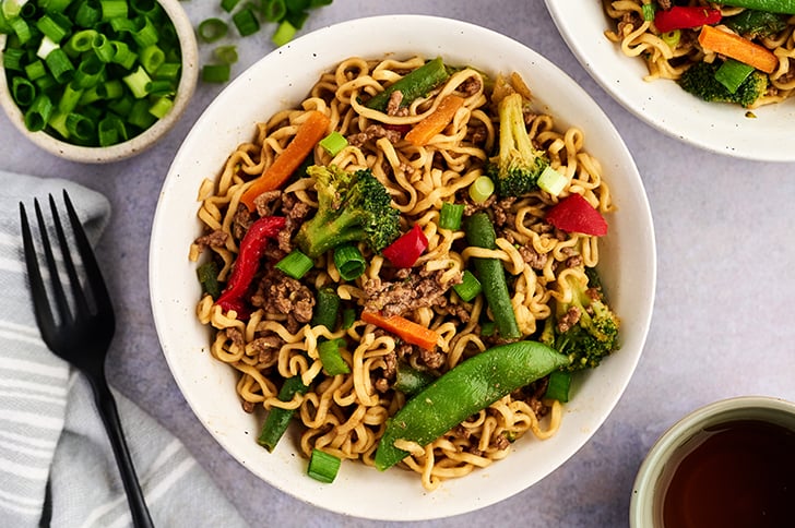 Easy Beef Ramen Skillet in a bowl.