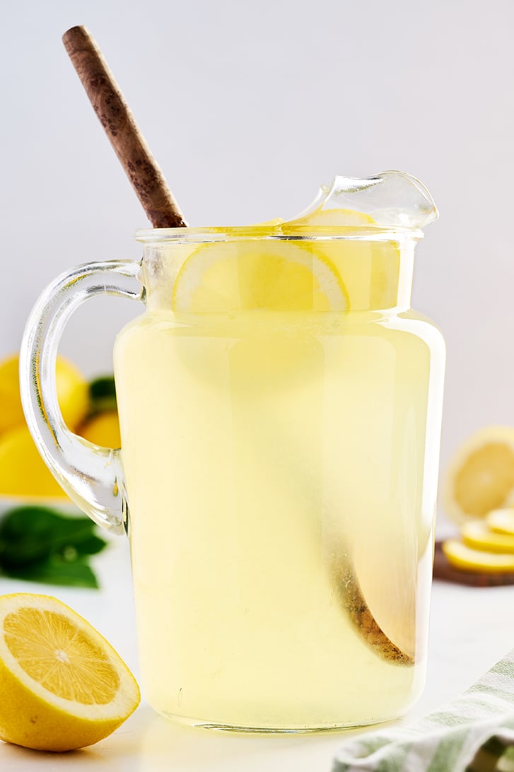 Lemonade in pitcher.