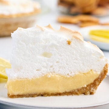 Slice of Lemon Icebox Pie on a plate.