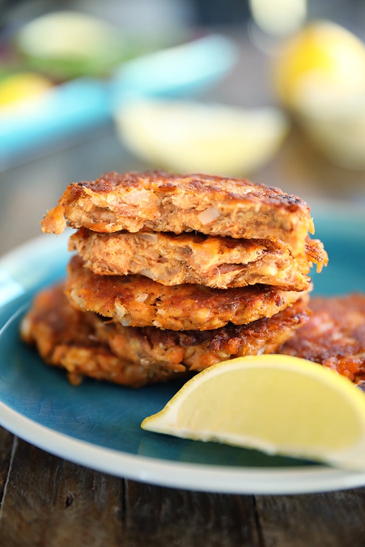Inside view of salmon patties.