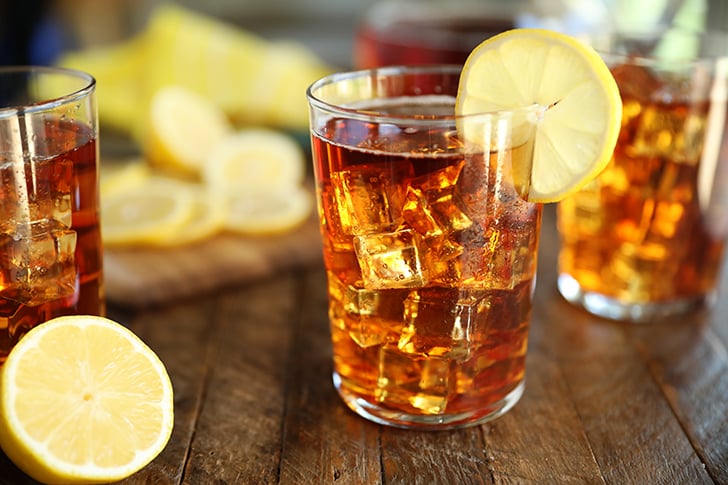 Southern Sweet Tea in a glass with ice.