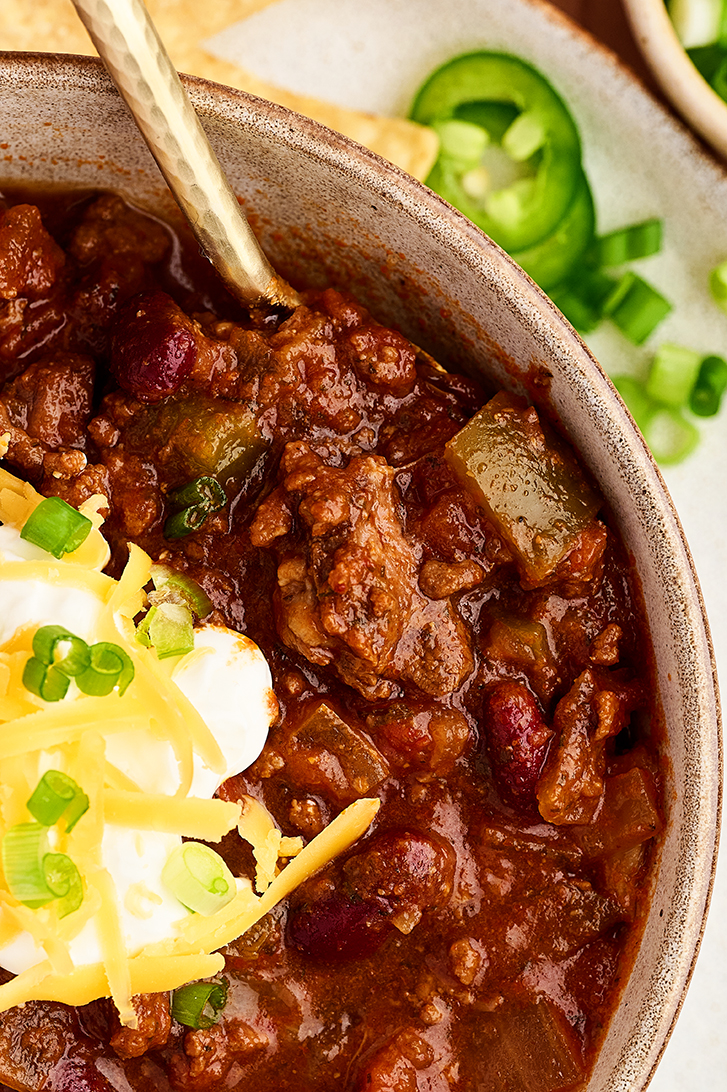 Close up of Slow Cooker Chili.