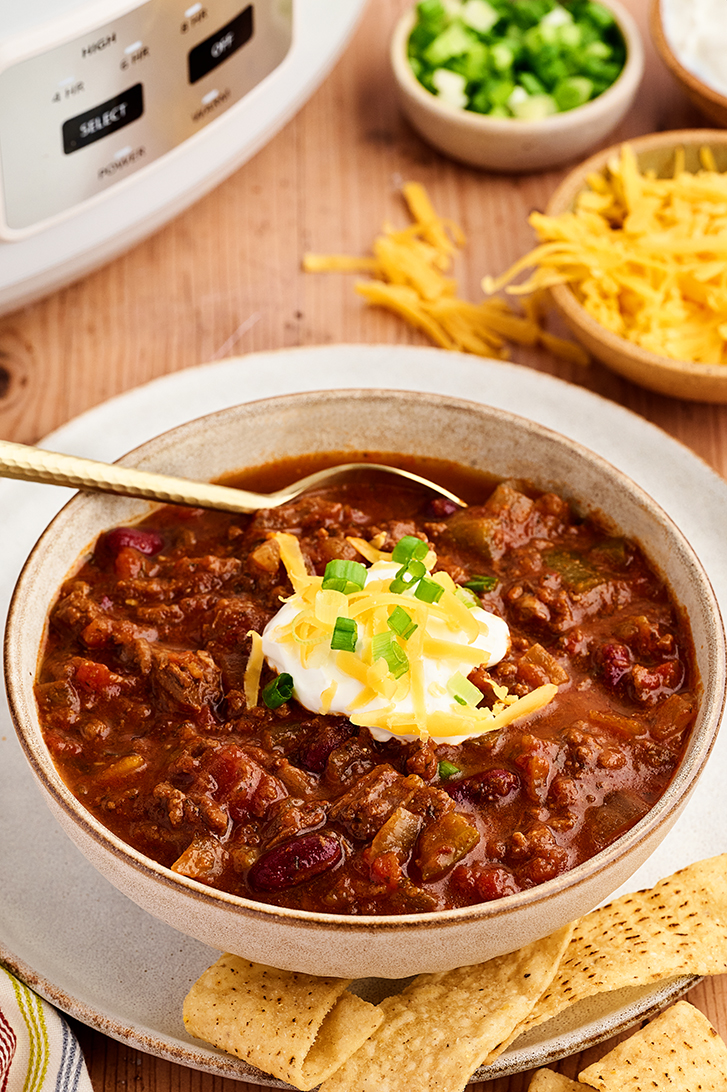 Slow Cooker Chili in bowl.