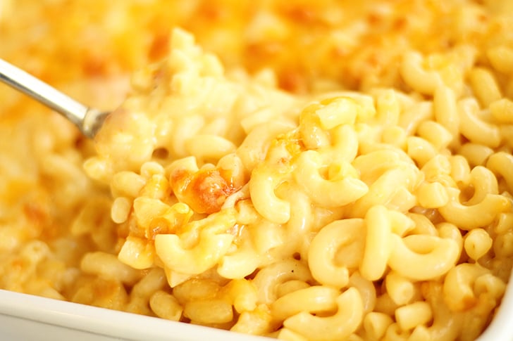 Spoonful of creamy Baked Mac and Cheese.
