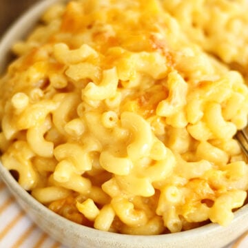 4-Ingredient Baked Mac and Cheese in a bowl.