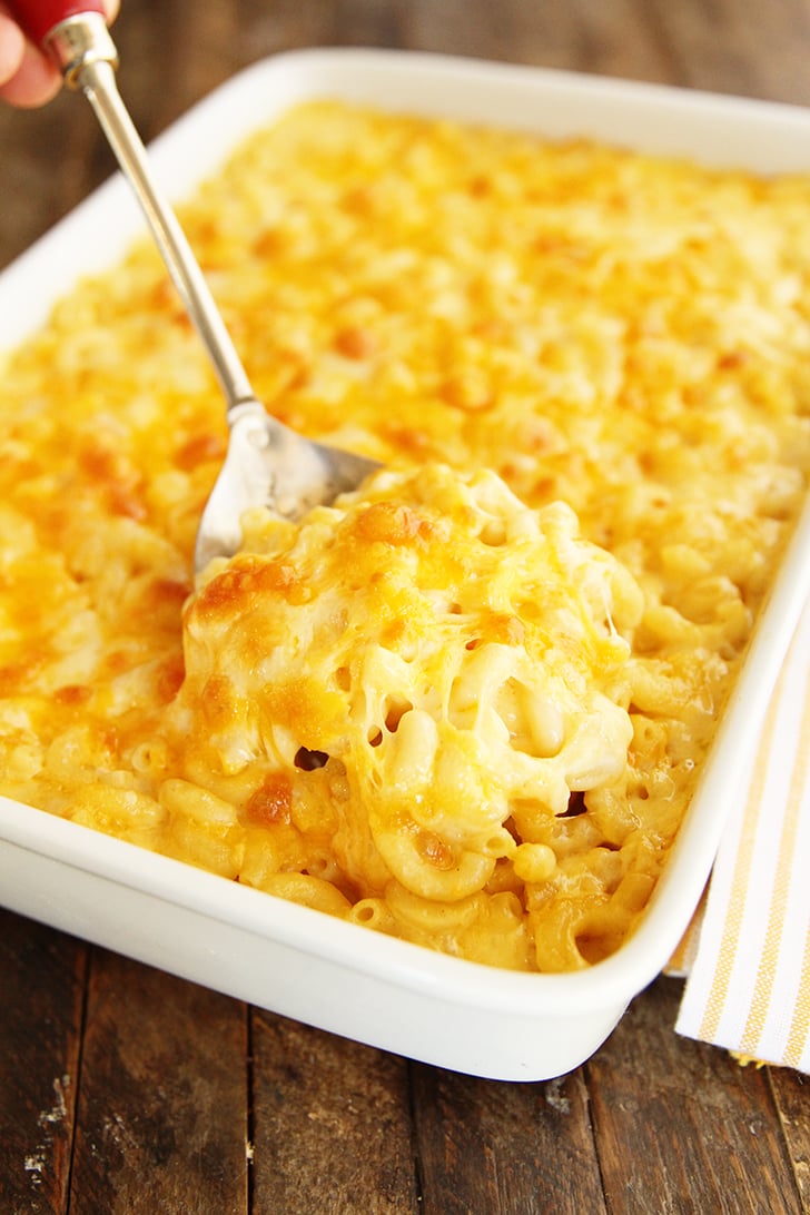 Scoop of Baked Mac and Cheese.